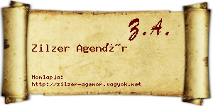 Zilzer Agenór névjegykártya